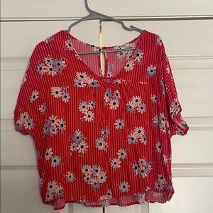 Madewell Floral Red Blouse